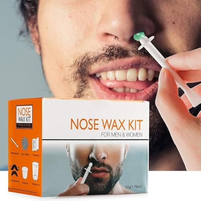 Excefore Nose Wax Kit for Men and Women, 50g Wax, Nose Hair Removal Waxing Kit, Safe Quick Hair Removal Waxing for Nose & Ear, 20 Applicators, 8 Mustache Stickers, 10 Little Cups for Removing Nose Eyebrow Hair - Image 1